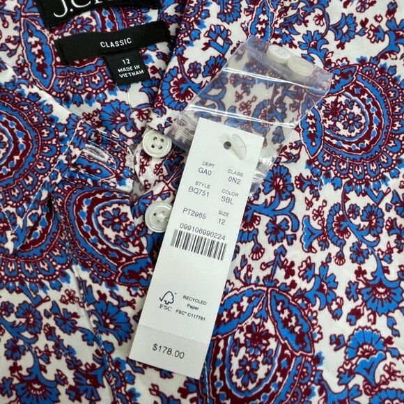J. Crew Classic Fit Drapey Button Down Shirt Paisley Boho 12 NEW - Picture 5 of 10